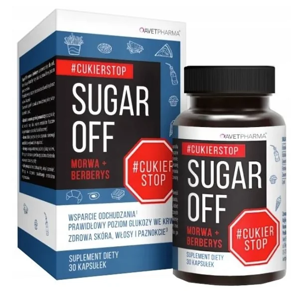 Avet Sugar OFF Maulbeere + Berberitze 30 Kapseln – Blutzuckerkontrolle, Kohlenhydratstoffwechsel und Unterstützung beim Gewichtmanagement