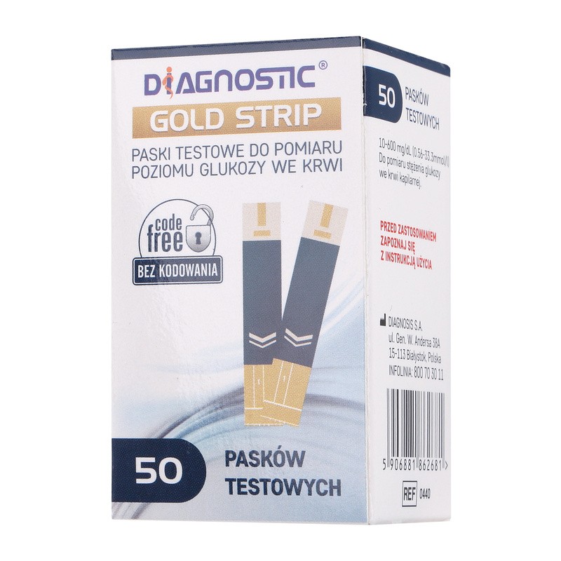 Diagnostic Gold Strip Teststreifen, ideal für die Diabeteskontrolle, 50 Stück pro Packung