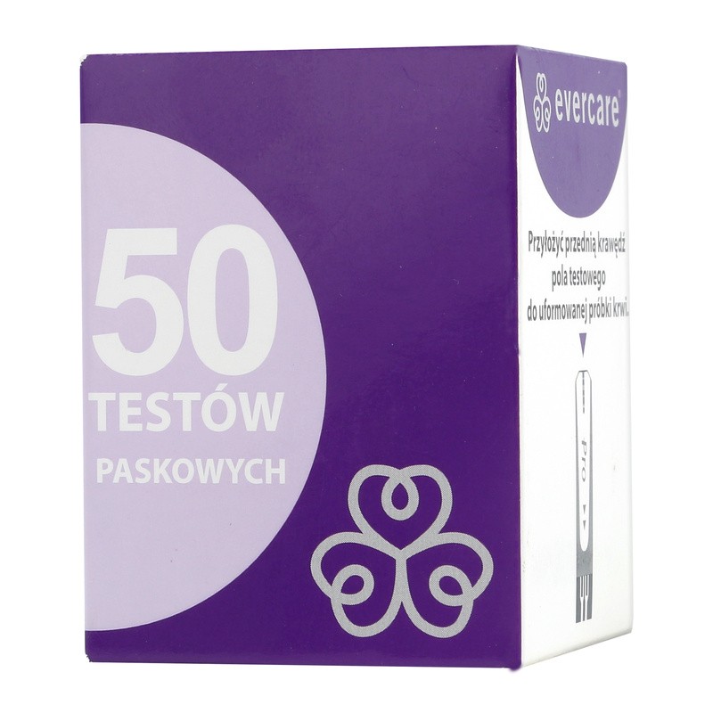 Evercare Teststreifen, 50 Stück, zur Blutzuckermessung und Selbstkontrolle. Kompatibel mit dem Evercare Genius System für präzise Blutzuckermessung
