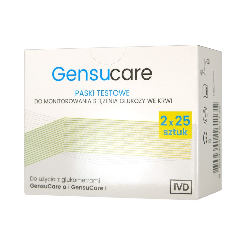 GensuCare Teststreifen 2 x 25 Stück, präzise und schnelle Blutzuckermessung, kompatibel mit GensuCare a und i