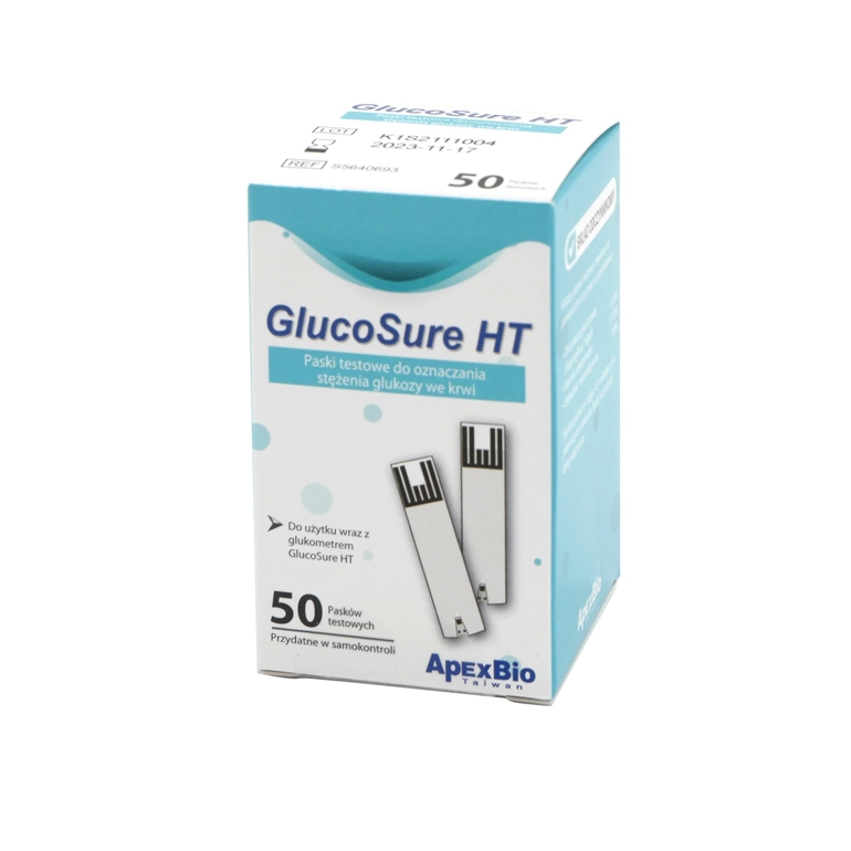 Glucosure HT Teststreifen zur Blutzuckermessung, 50 Stück pro Packung, Messbereich von 20-600 mg/dL, schnelle Messung in 5 Sekunden