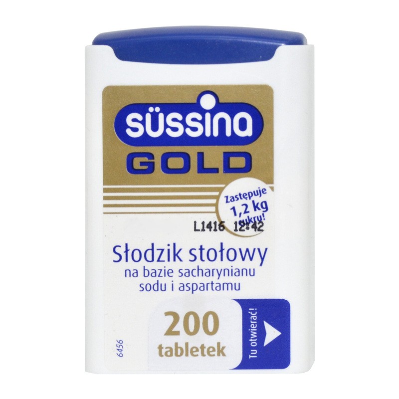 Süßina Gold Süßstoff Tabletten, kalorienfreier Zuckerersatz für Diabetiker, 200 Stück Packung