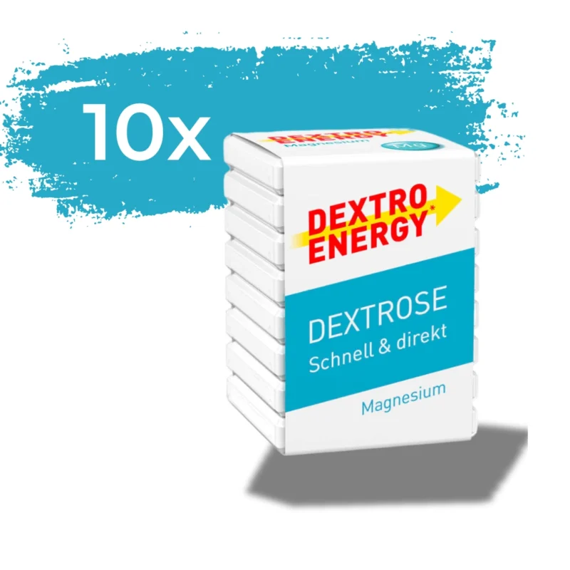 Dextro Energy Glukosetabletten mit Magnesium, praktische 8 Pastillen für schnelle Energiezufuhr und Magnesiumnachschub, ideal für Sport und aktive Menschen