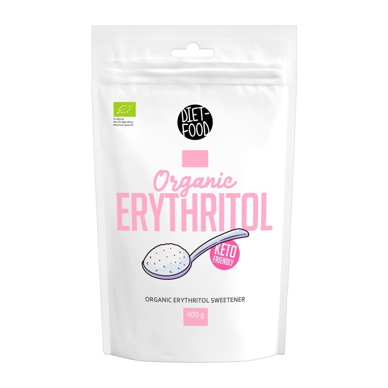 Diet-Food Bio Erythrit, kalorienfreier Zuckerersatz, 400 g Packung, ideal für gesunde Ernährung und als Zuckerersatz für Diabetiker