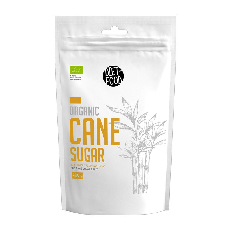 Diet-Food Bio Rohrzucker hell, 400 g Packung, ideal für Backwaren und als Ersatz für weißen Zucker, aus zertifiziertem ökologischem Anbau