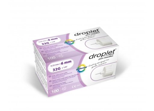 Droplet® Insulinnadeln 32G 6mm, kompatibel mit vielen Insulinpens für eine schmerzarme Injektion bei Diabetesbehandlung