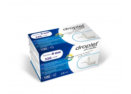 Droplet Insulin Nadeln in verschiedenen Größen, ideal für die Diabetesbehandlung, kompatibel mit vielen Injektoren, sanfte Injektionen dank Silikonbeschichtung