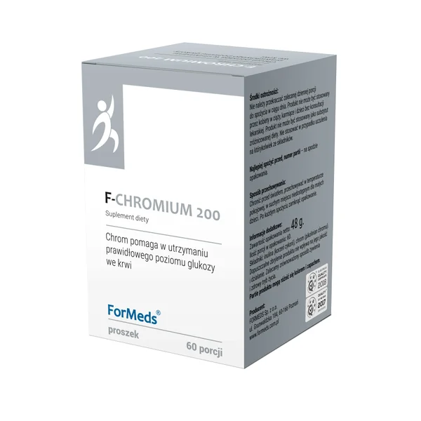 ForMeds F-Chromium 200 Pulver mit Chrompikolinat zur Unterstützung der Blutzuckerregulation, 60 Portionen, 100% vegan