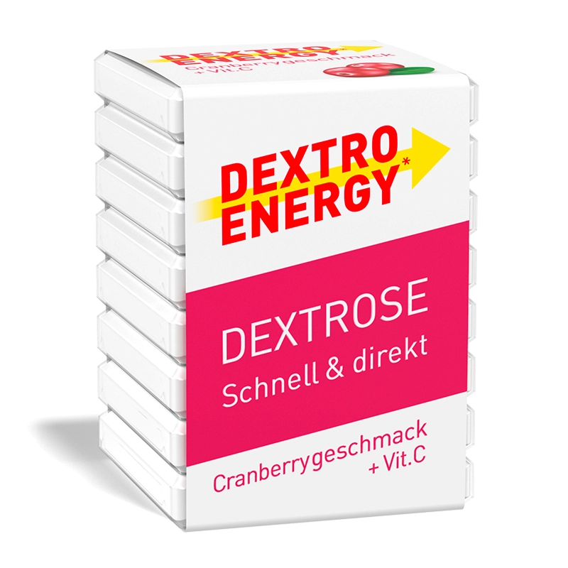 Dextro Energy Glukosepastillen mit Vitamin C zur schnellen Energieversorgung und Blutzuckerregulierung, praktische und handliche Verpackung