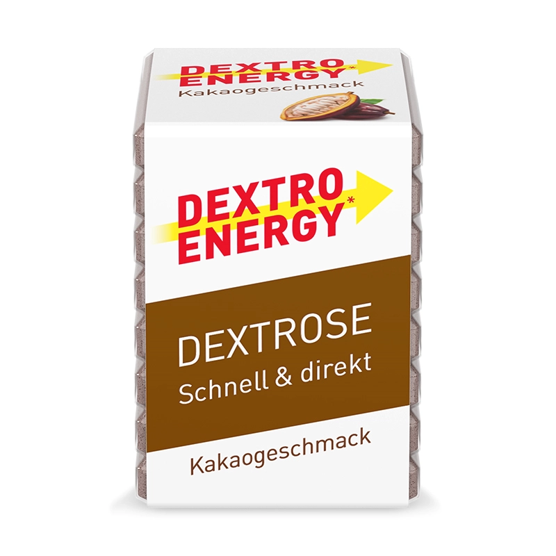 Dextro Energy Glukosetabletten mit Kakaogeschmack, ideal für schnelle Energiezufuhr und für den aktiven Lebensstil