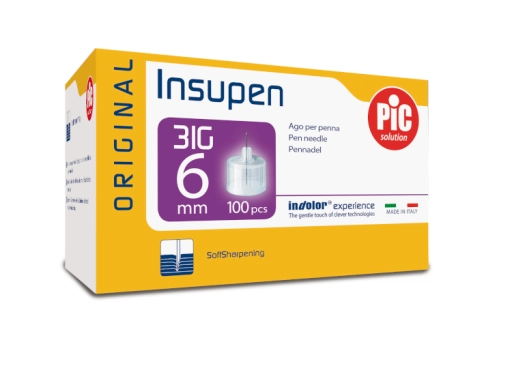 Insulin Nadeln 31G 0,25mm x 6mm für einfache Injektion, kompatibel mit gängigen Insulin Pens, 100 Stück Packung