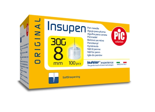 Sterile Insulin Nadeln INSUPEN 30G, kompatibel mit verschiedenen Pen-Systemen, Verpackung mit 100 Stück, ideal für schmerzfreie Injektionen