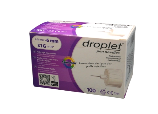 Insulinnadel Droplet® 31G 6mm - Universell kompatibel mit Insulinpens, ideal für schmerzarme Injektionen