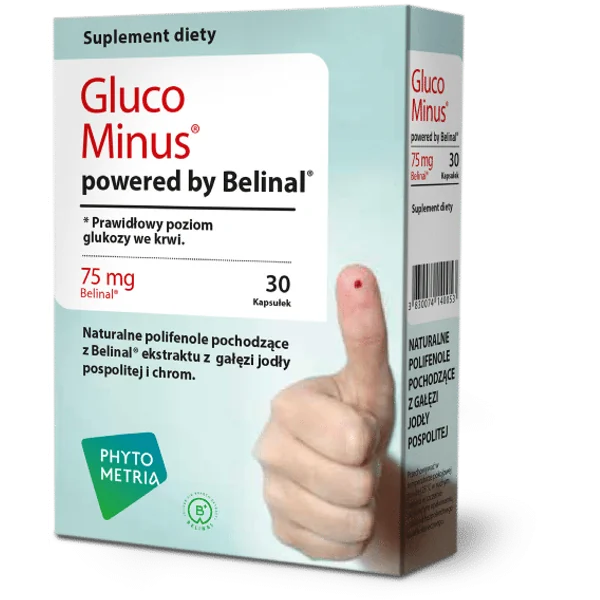 Gluco Minus Kapseln mit Belinal® zur Unterstützung der Blutzuckerregulation, enthält Extrakt aus Weißtanne und Chrom zur besseren Blutzuckeraufnahme