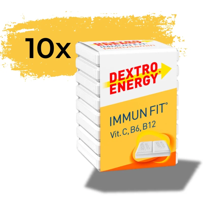 Dextro Energy ImmunFit Glukosetabletten mit Multivitamingeschmack – schnelle Energiezufuhr und Unterstützung des Körpers mit wichtigen Vitaminen