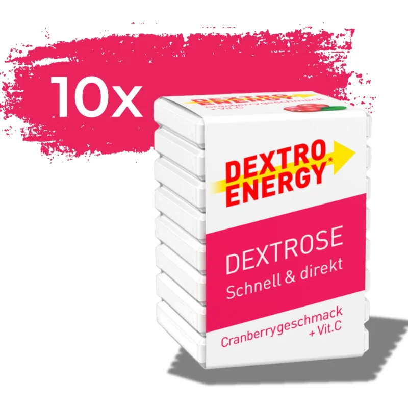 Dextro Energy Glukosetabletten mit Vitamin C, 8 Tabletten in einer praktischen Verpackung, die schnelle Energie liefern und das Immunsystem unterstützen