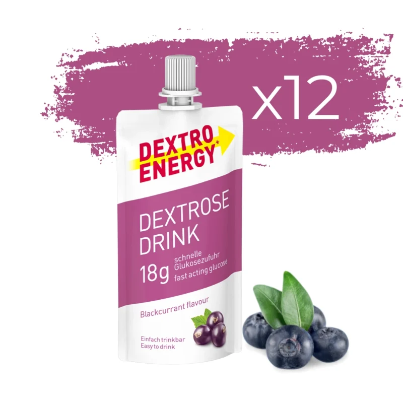 Dextro Energy Gel in Johannisbeere mit Dextrose für schnelle Energie und Blutzuckersteigerung, ideal für Sportler und Diabetiker
