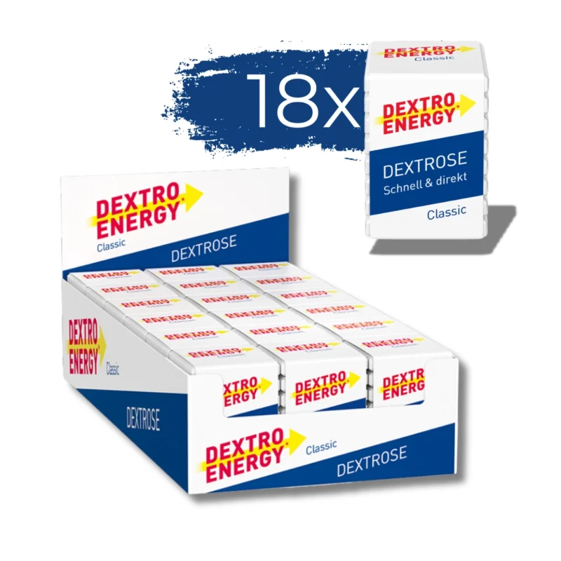 Dextro Energy Classic 40g – handliche Glukosetabletten für schnelle Energie, ideal für unterwegs, enthält 8 Tabletten mit 0,5 KE pro Stück