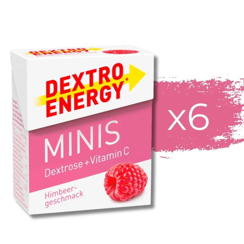 Dextro Energy Minis Himbeergeschmack mit Vitamin C, Glukose in praktischen Tabletten, ideal für unterwegs
