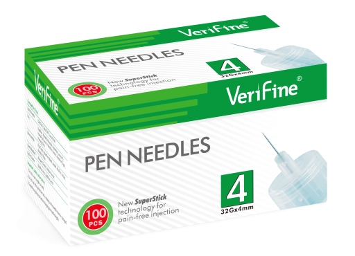 Verifine 32G 0,23mm x 4mm Insulin-Nadeln für schmerzarme und schnelle Insulininjektionen, kompatibel mit gängigen Insulinpens