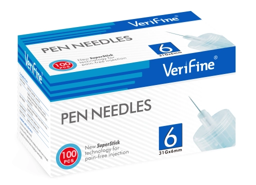 Verifine 31G Nadeln 0,25mm x 6mm für schmerzfreie und präzise Insulininjektionen. Kompatibel mit Insulinpens. Ideal für Diabetiker