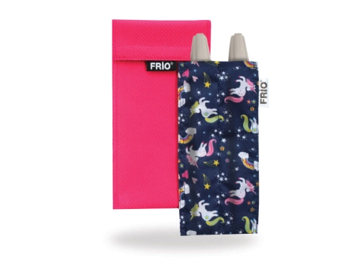 FRIO Kühltasche Doppel Farbe Pink mit Einhorn-Motiv – schützt Insulin vor Hitze, ideal für Diabetiker, benötigt keinen Strom oder Batterien