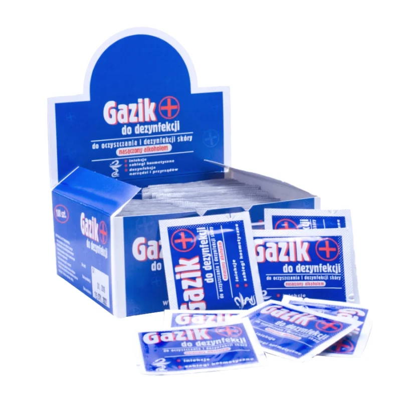 Desinfektionsgazetten mit 70% Isopropanol in dreilagigem Laminatbeutel, ideal zur Hautreinigung und Desinfektion vor Injektionen und Eingriffen