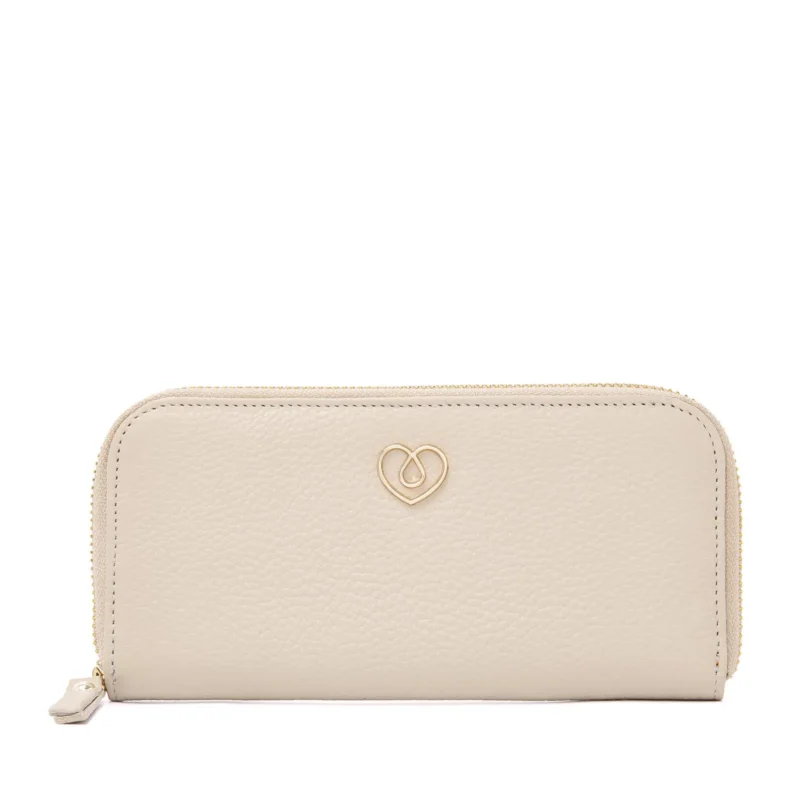 Elegantes Lederetui Charly in Ecru für Accessoires, ideal zur Aufbewahrung kleiner Gegenstände wie Schlüssel, Geld oder Kosmetik