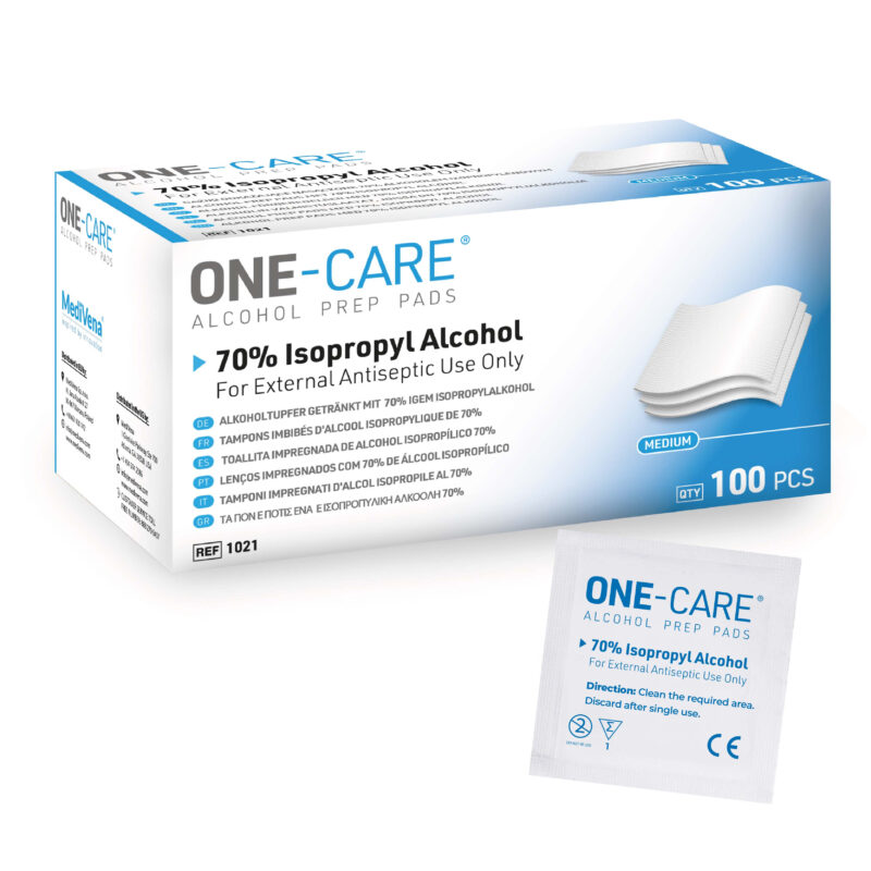 ONE-CARE® Desinfektionstupfer mit 70% Isopropylalkohol für die hygienische Reinigung von Haut und medizinischen Geräten