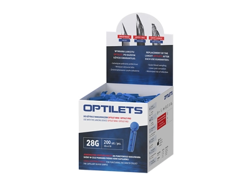 OPTILET Einweg-Lanzetten, sterilisierte Lanzetten für Blutzuckermessung, kompatibel mit dem OPTILET Stechgerät, 200 Stück Packung