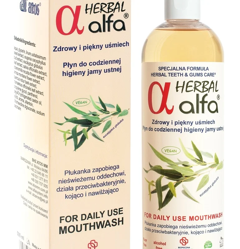ALFA HERBAL Mundspülung mit Eukalyptus und Nelkenextrakt für frischen Atem und gesunde Zahnfleischpflege – ohne Alkohol und künstliche Farbstoffe