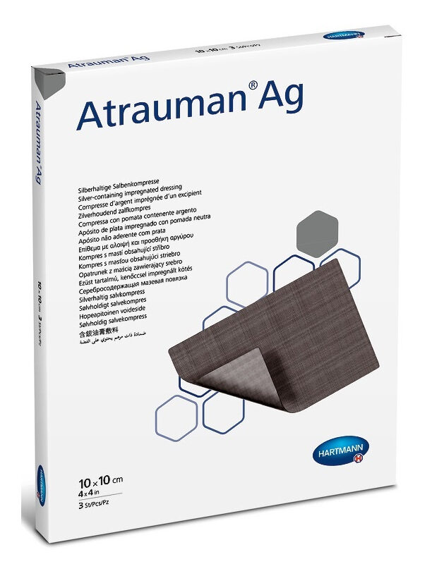 Atrauman Ag Silberverband 10x20 cm – steriler antibakterieller Verband mit metallischem Silber für infizierte Wunden