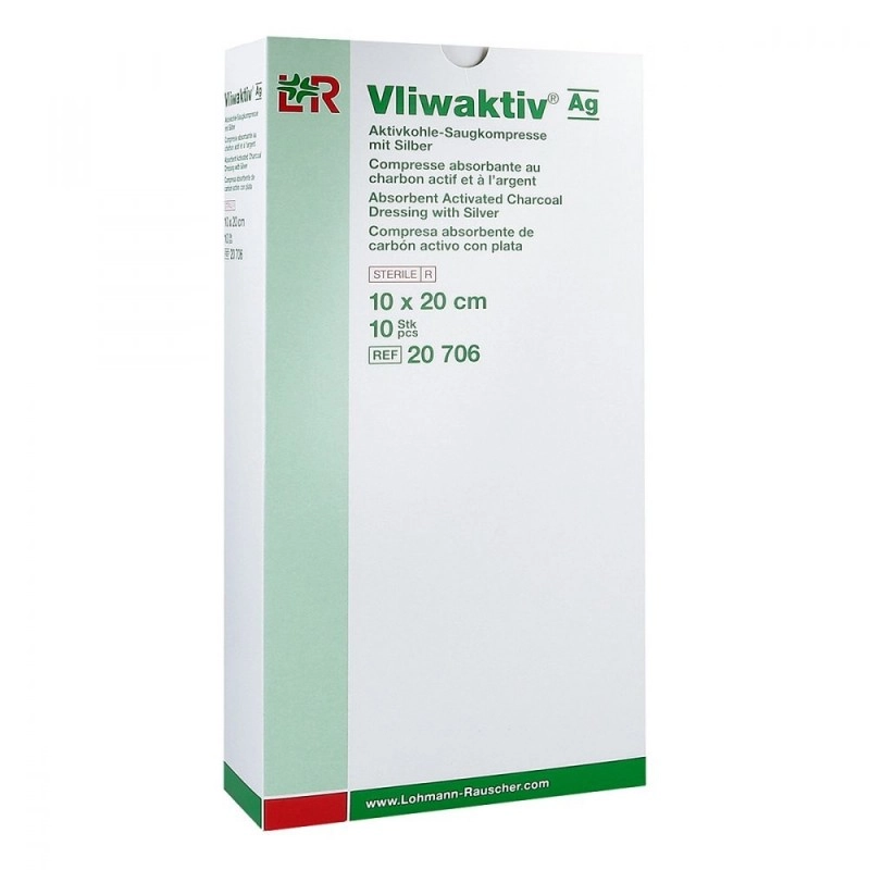 Vliwaktiv Ag saugfähiger Aktivkohle- und Silberverband für effektive Behandlung von stark nässenden und infizierten Wunden