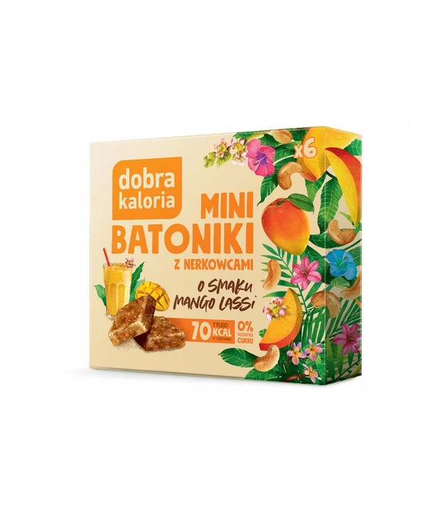 DOBRA KALORIA Mini-Riegel Mango Lassi 102 g – Frucht-Nuss-Riegel mit Cashews und gefriergetrockneter Mango, vegan und kalorienarm