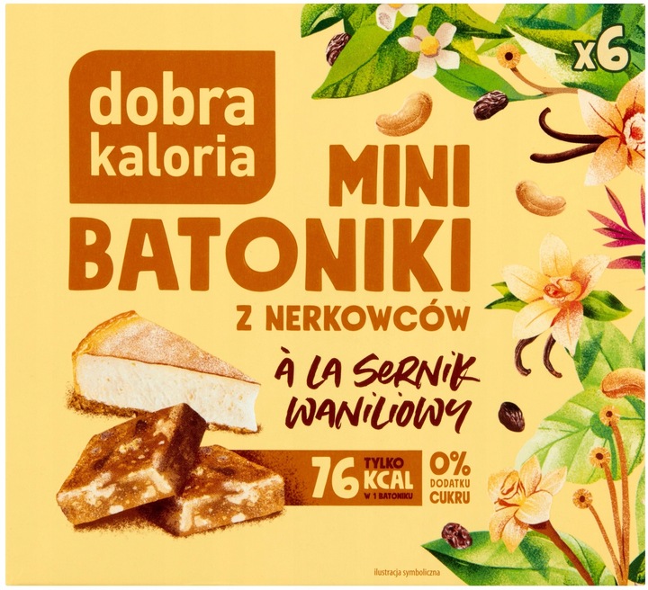Dobra Kaloria Mini-Riegel Vanille-Käsekuchen – 76 kcal, 0 % Zucker, vegan, gesunder Snack aus natürlichen Zutaten