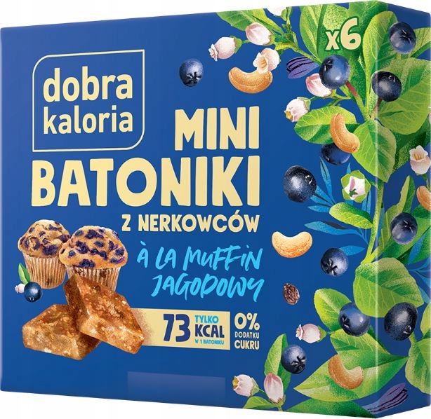 Dobra Kaloria Mini-Riegel Blaubeer-Muffin – 6 vegane Frucht-Nuss-Riegel mit Cashews und Blaubeeren, kalorienarm und ohne Zuckerzusatz