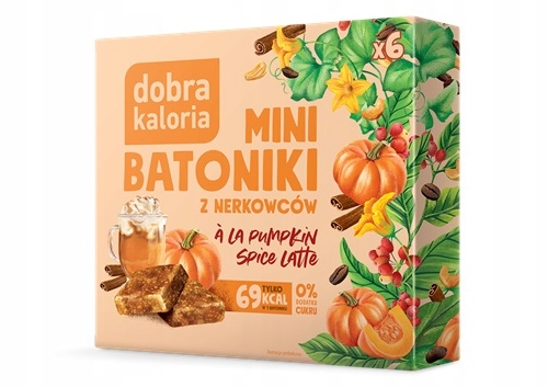 Dobra Kaloria Mini-Riegel Pumpkin Spice Latte – 6 vegane Frucht-Nuss-Riegel mit Cashews, Kürbis und aromatischem Kaffeegewürz, kalorienarm