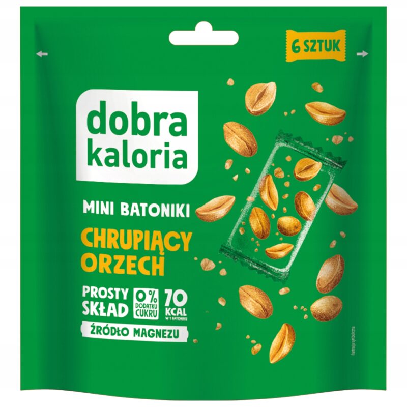 Dobra Kaloria Mini-Riegel Knusprige Nuss 6 Stück – zuckerfreie, vegane Snack-Riegel mit hohem Ballaststoffgehalt