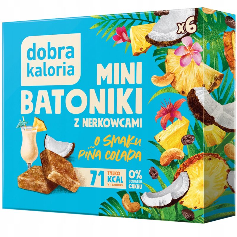 Dobra Kaloria Mini-Riegel Pina Colada Cashewnüsse 6 Stück – vegane, zuckerfreie Snack-Riegel mit tropischem Geschmack