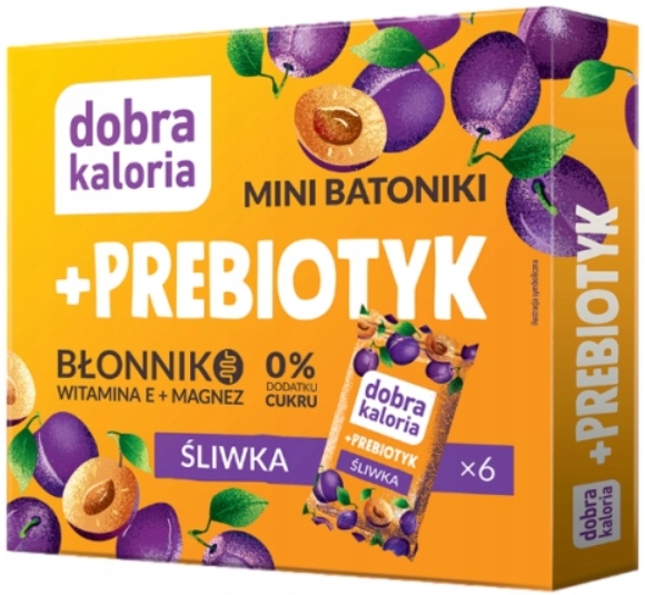 Mini-Riegel Pflaume + Präbiotikum mit Inulin, 70 kcal, 0 % Zuckerzusatz, veganer Snack für Darmgesundheit