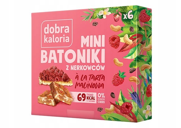 Mini-Riegel „Himbeertarte“ aus Cashews – 6 vegane Frucht-Nuss-Riegel, zuckerfrei, reich an Magnesium und Kalium, ideal als gesunder Snack