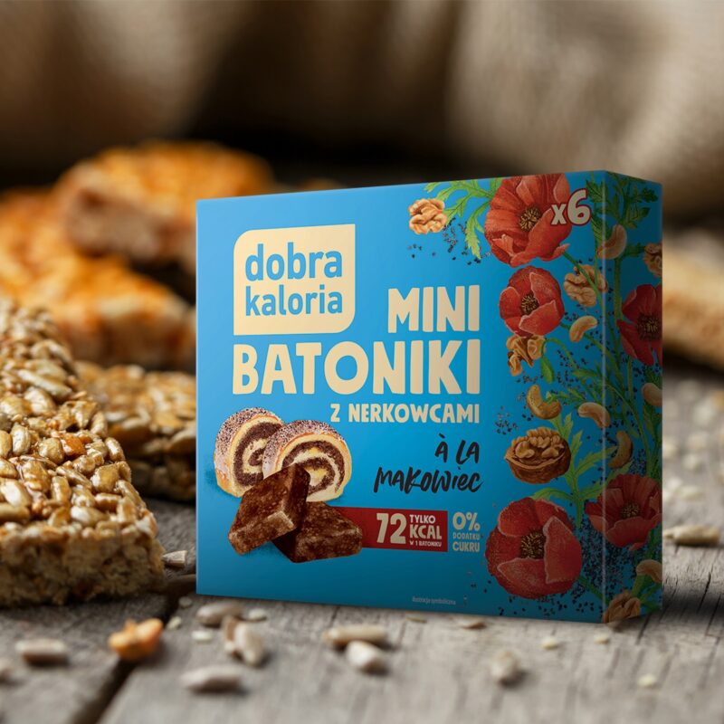 Mini-Riegel Mohnkuchen zuckerfrei von Dobra Kaloria, gesunde vegane Snacks mit Nüssen und Trockenfrüchten.