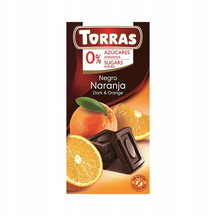 Torras Zartbitterschokolade mit Orange ohne Zucker 75 g Low Carb