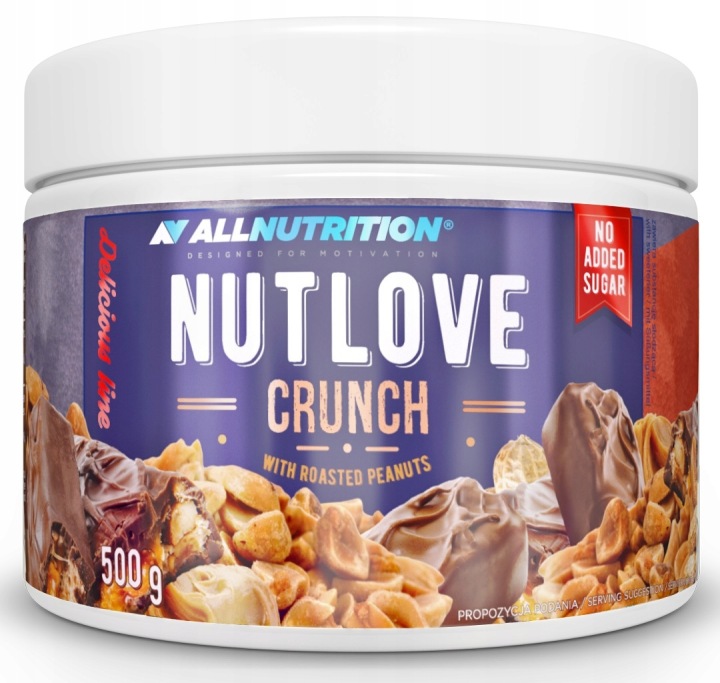 ALLNUTRITION Nutlove Crunch Schoko Erdnuss Creme 500g mit knusprigen Erdnüssen ohne Zuckerzusatz