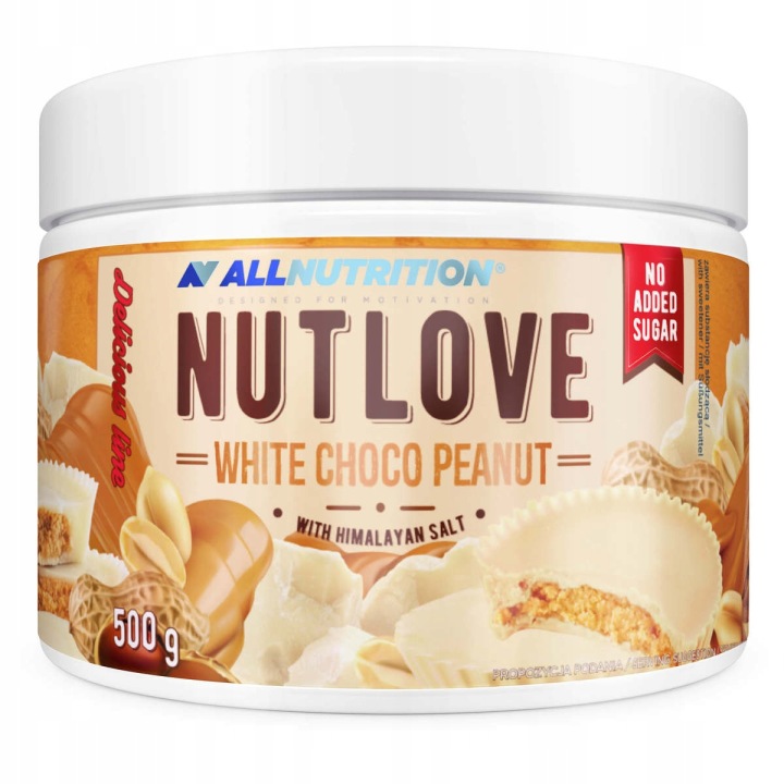 ALLNUTRITION NUTLOVE White Choco Peanut 500 g – Erdnusscreme mit weißer Schokolade ohne Zuckerzusatz